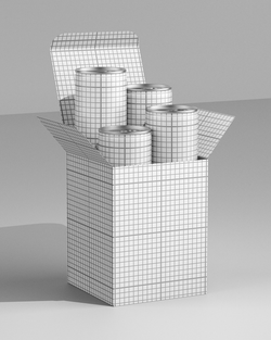 Drink Cans Mockup with Box – 4 Pack