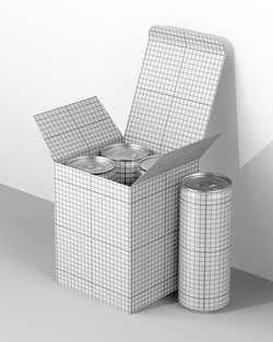 Drink Cans Mockup with Box – 4 Pack