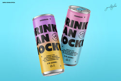 Drink Can Mockup - 8oz / 235ml on a blue background